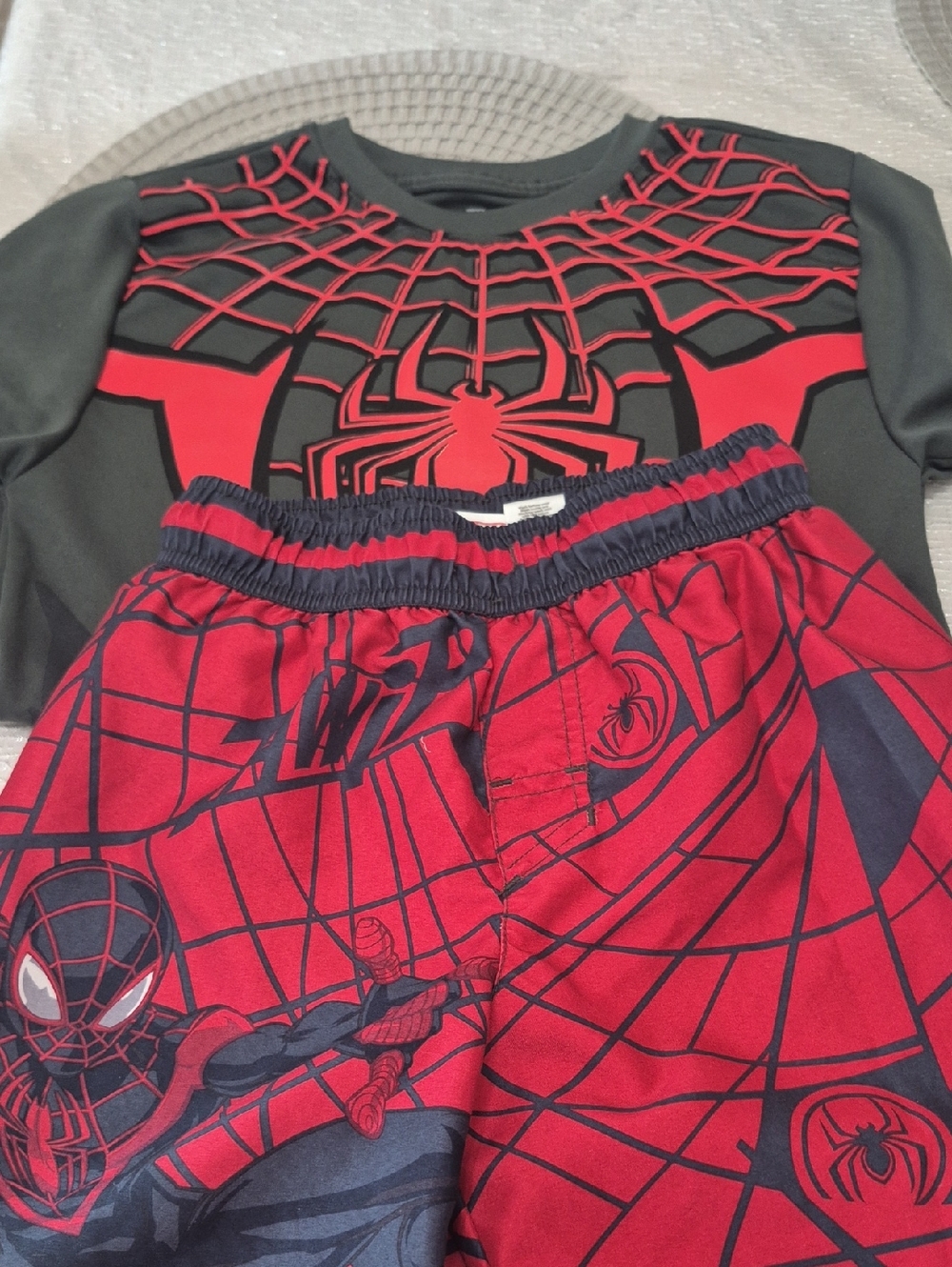 Spiderman Kids Red & Black Webbed Costume Set